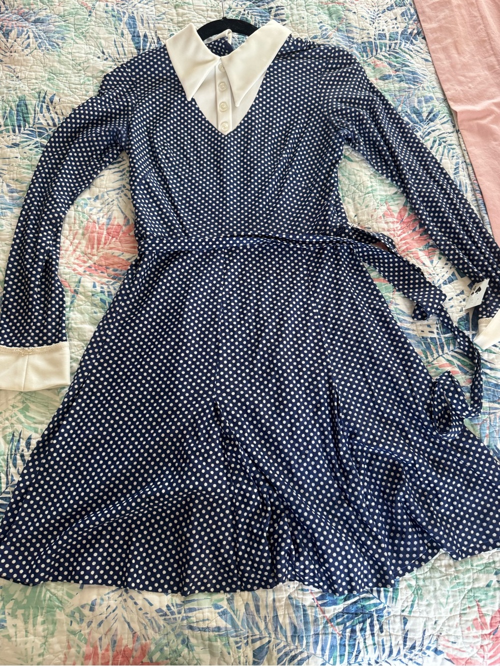 Vintage HB Jrs of California Navy Polka Dot Mod Dress 60s 70s